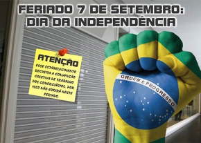 Feriado: 7 de setembro é dia de descanso para os comerciários